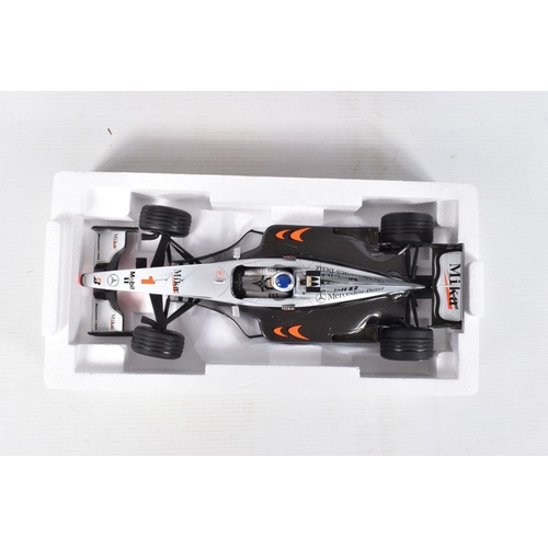 47 - TWO BOXED MINICHAMPS MCLAREN MP4 AND AYRTON SENNA BRABHAM BMW BT52B BOTH SCALE 1:18, numbered 530 99... 