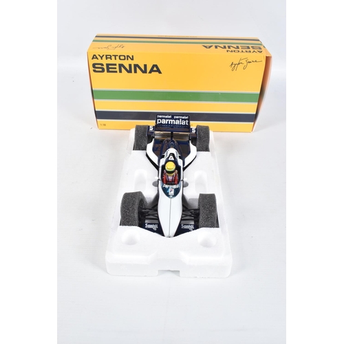 47 - TWO BOXED MINICHAMPS MCLAREN MP4 AND AYRTON SENNA BRABHAM BMW BT52B BOTH SCALE 1:18, numbered 530 99... 