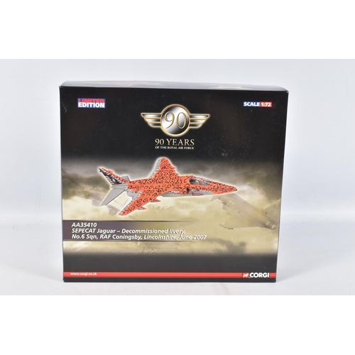 58 - THREE BOXED CORGI CLASSICS AVIATION ARCHIVE MODELS, 1/72 scale 90 Years of the R.A.F. SEPECAT Jaguar... 