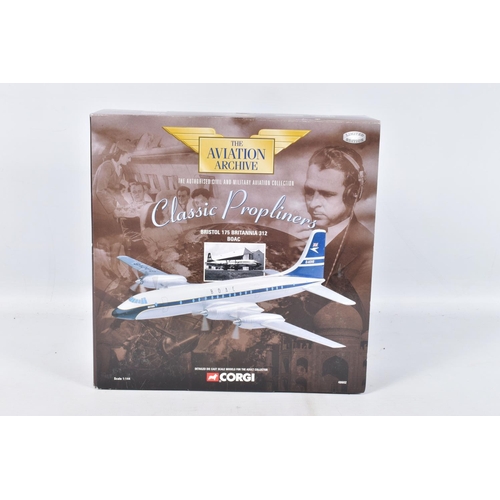 59 - FOUR BOXED CORGI CLASSICS AVIATION ARCHIVE MODELS, all 1/144 scale Classic Propliners Vickers Viscou... 