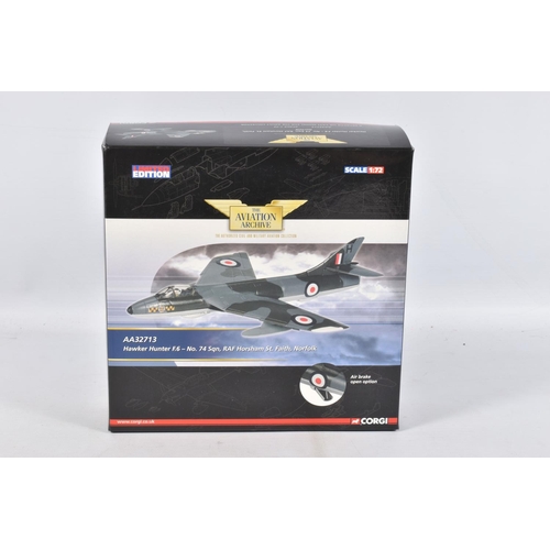 62 - FOUR BOXED DIECAST MODEL AIRCRAFT, all 1/72 scale except as noted below, Corgi Aviation Archive Hawk... 