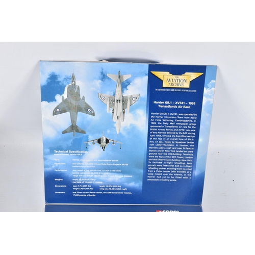 62 - FOUR BOXED DIECAST MODEL AIRCRAFT, all 1/72 scale except as noted below, Corgi Aviation Archive Hawk... 