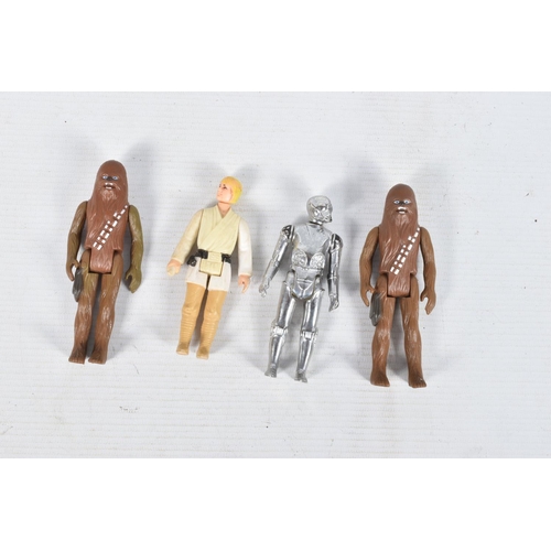 72 - A COLLECTION OF PLAY WORN VINTAGE G.M.F.G.I. AND CPG STAR WARS FIGURES, to include two 97 R2D2, four... 