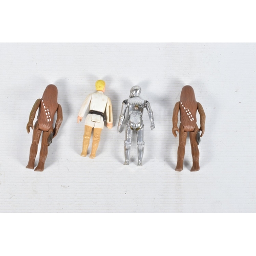 72 - A COLLECTION OF PLAY WORN VINTAGE G.M.F.G.I. AND CPG STAR WARS FIGURES, to include two 97 R2D2, four... 