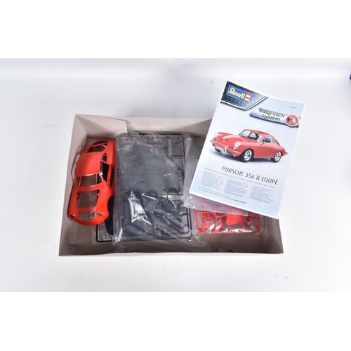 79 - THREE BOXED REVELL UNBUILT MODEL VEHICLES, the first is a 1:16 scale, Porche 356 B Coupe' model, num... 