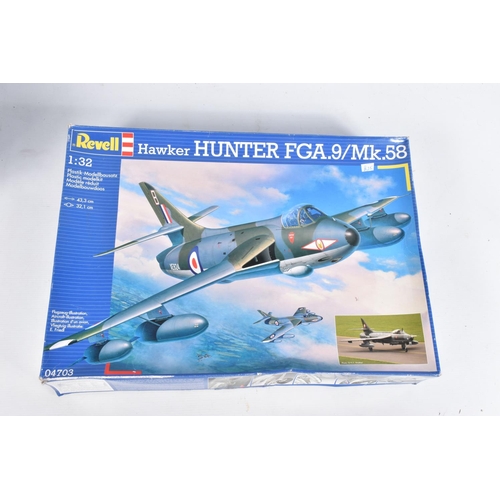 82 - FIVE BOXED REVELL UNBUILT MODEL MILITARY AIRCRAFTS, the first is a 1:32 scale BAe HAWK T.1A Royal Ai... 