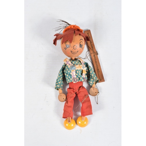 92 - SIX UNBOXED PELHAM JUMPETTE PUPPETS,to include two clowns, with two unidentified c.1950's hand/glove... 