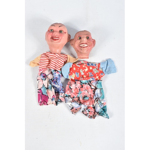 92 - SIX UNBOXED PELHAM JUMPETTE PUPPETS,to include two clowns, with two unidentified c.1950's hand/glove... 