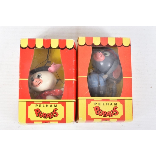 102 - SEVEN BOXED PELHAM JUNIOR PUPPETS, to include grey mouse and white mouse, all later issues c.1990's,... 