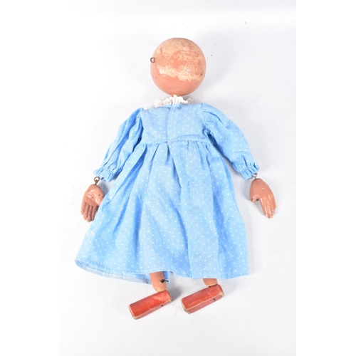 103 - A LARGE SIZE PELHAM PUPPET, playworn condition with some paint loss, marking and wear, missing wig a... 