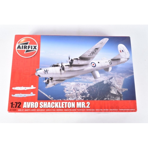 111 - TWO 1:72 SCALE AIRFIX MILITARY AIRCRAFT MODELS, the first is the Avro Shackleton AEW.2 numbered A110... 