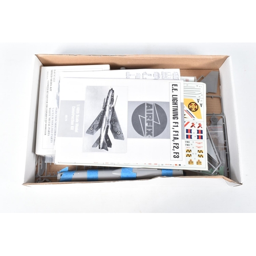 113 - THREE 1:48 SCALE AIRFIX MILITARY AIRCRAFT MODELS , the first is the EE Lightning F-1/F-1A/F-2/F-3 nu... 