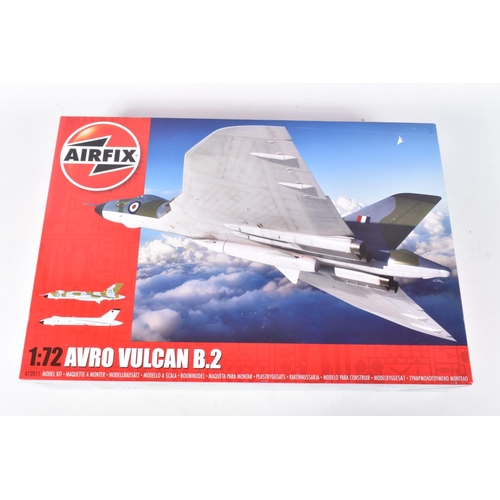 114 - TWO 1:72 SCALE AIRFIX MILITARY AIRCRAFT MODELS, the first is the Avro Vulcan B.2 numbered A12011 is ... 