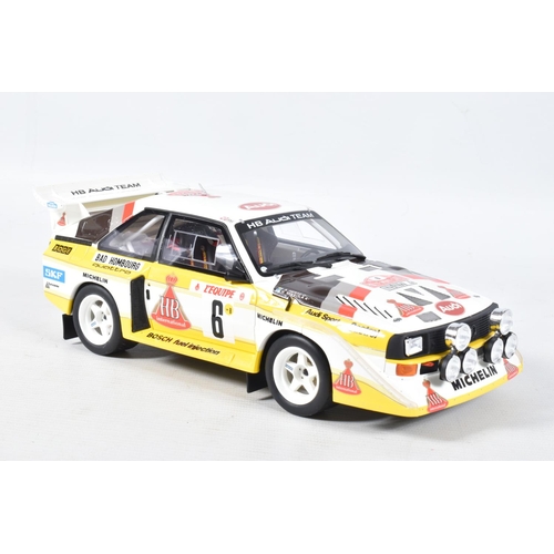 118 - A BOXED OTTO MOBILE AUDI SPORTS QUATTRO SI RMC#6 1:18 MODEL RALLY CAR, numbered OT616 UVI, white bod... 