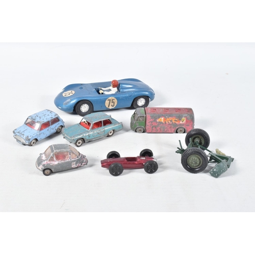 123 - A QUANTITY OF UNBOXED AND ASSORTED PLAYWORN DIECAST VEHICLES, to include Dublo Dinky A.E.C. Mercury ... 