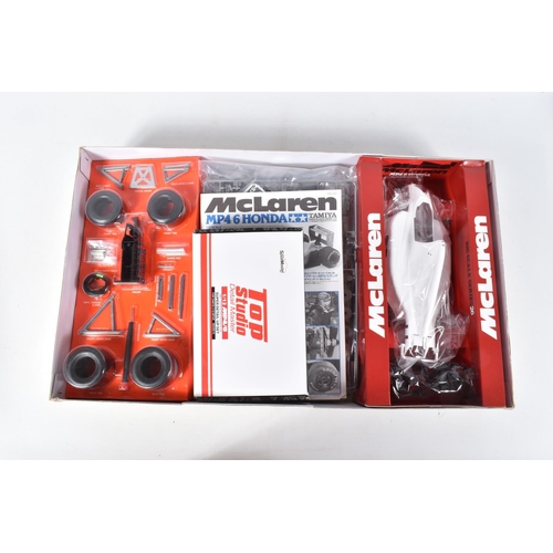 129 - A BOXED UNBUILT TAMIYA MCLAREN MP4/6 HONDA BIG SCALE SERIES 26 1:12 MODEL RACE CAR, numbered 12028, ... 