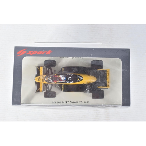 138 - FIVE BOXED SPARK MODELS MINIMAX 1980'S RACECARS, to include a Nelson Piquet Brabham BT49 Winner Long... 