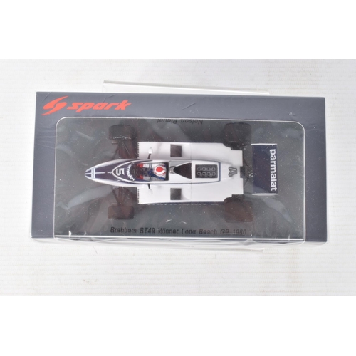 138 - FIVE BOXED SPARK MODELS MINIMAX 1980'S RACECARS, to include a Nelson Piquet Brabham BT49 Winner Long... 