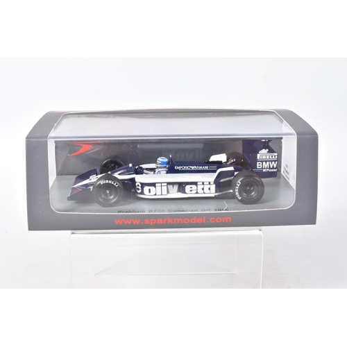 138 - FIVE BOXED SPARK MODELS MINIMAX 1980'S RACECARS, to include a Nelson Piquet Brabham BT49 Winner Long... 