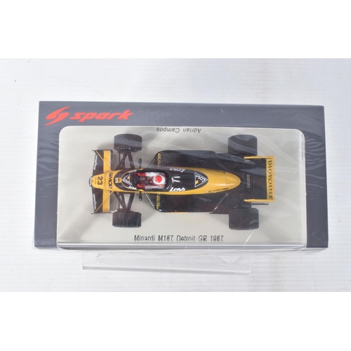 138 - FIVE BOXED SPARK MODELS MINIMAX 1980'S RACECARS, to include a Nelson Piquet Brabham BT49 Winner Long... 