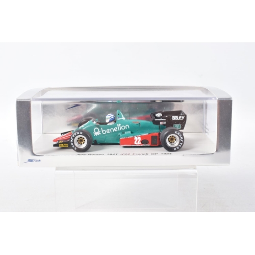 141 - FIVE BOXED SPARK MODELS MINIMAX 1980'S RACECARS, to include a Jonathan Palmer Zakspeedt 841 Monaco G... 