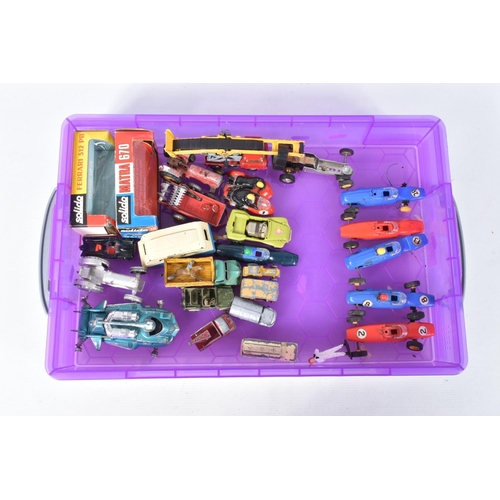 146 - A QUANTITY OF UNBOXED AND ASSORTED PLAYWORN DIECAST VEHICLES, to include Dinky Toys Dodge Farm Produ... 