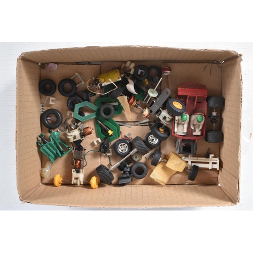 146 - A QUANTITY OF UNBOXED AND ASSORTED PLAYWORN DIECAST VEHICLES, to include Dinky Toys Dodge Farm Produ... 