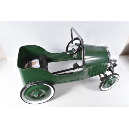 156 - A CHILDS BAGHERA PEDAL CAR, numbered 2195, in British racing green with solid fill green and white b... 