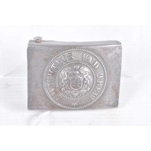 259 - TWO WWI ERA IMPERIAL GERMANY BELT BUCKLES, the first has a crown in the centre and the words Gott Mi... 