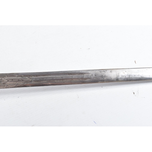 272 - A SCOTTISH OFFICERS BASKET HILT SWORD, the blade has got ornate decoration on it but this is rubbed ... 