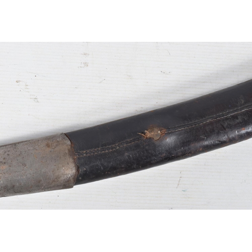 273 - AN EDWARDIAN CURVED SWORD MADE BY E THURKLE OF SOHO LONDON, the blade features the makers name on on... 