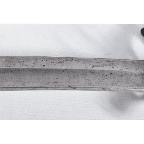 273 - AN EDWARDIAN CURVED SWORD MADE BY E THURKLE OF SOHO LONDON, the blade features the makers name on on... 