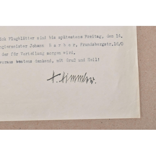 275 - A LETTER SENT BY HENRICH HIMMLER TO PHILIP BOUHLER, Philip Bouhler was business manager of the Germa... 