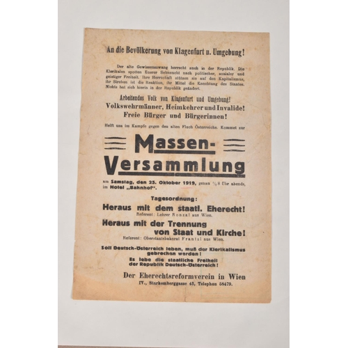 276 - THREE POST WWI PROPAGANDA LEAFLETS FROM THE AUSTRIAN PROVINCE OF KARNTEN, these leaflets are from 19... 