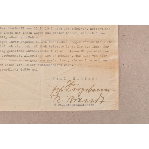 279 - A 1942 DATED TYPED LETTER SIGNED BY RUDOLPH BRANDT, Mr Brandt was a lawyer by trade but was also an ... 