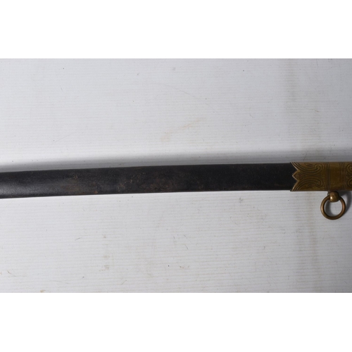 291 - A 19TH OR 20TH CENTURY NAVAL DRESS SWORD, the blade has some ornate decoration on it but it is rubbe... 