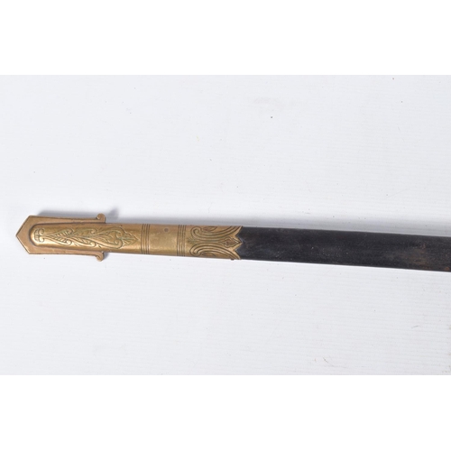 291 - A 19TH OR 20TH CENTURY NAVAL DRESS SWORD, the blade has some ornate decoration on it but it is rubbe... 