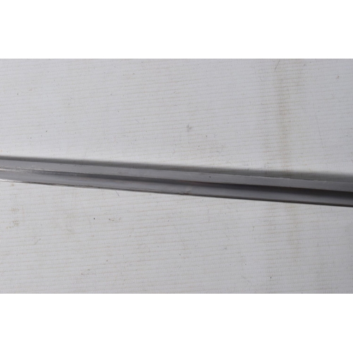 292 - A REPRODUCTION GERMAN OFFICERS SWORD, the blade has no markings and it comes in a black scabbard but... 