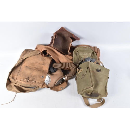 307 - TWO BOXES OF MILITARY RELATED ITEMS, these include a large selection of belts, a 1952 U.S side cap, ... 