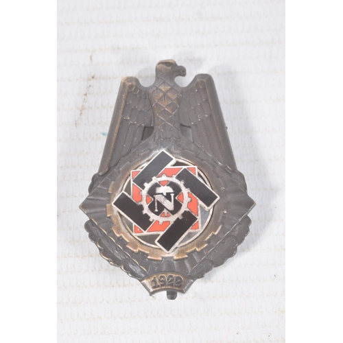 312 - THREE WWI/WW2 ERA PIN BADGES, these badges consist of a Veterans Bund WWI cross with maker mark Gese... 