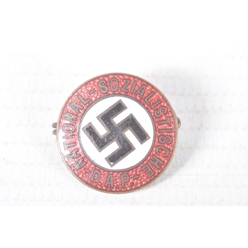 313 - FIVE VARIOUS GERMAN PIN BADGES, they are a pin with red and white enamel with black swastika and off... 