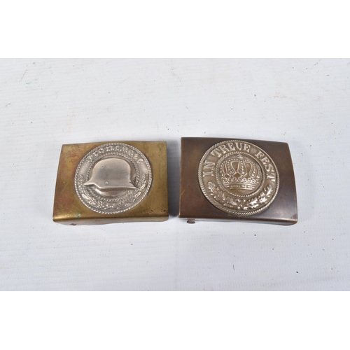 331 - TWO POST WWI BELT BUCKLES, the first is a 1920's Stahlhelm belt buckle, the second is a WWI or post ... 