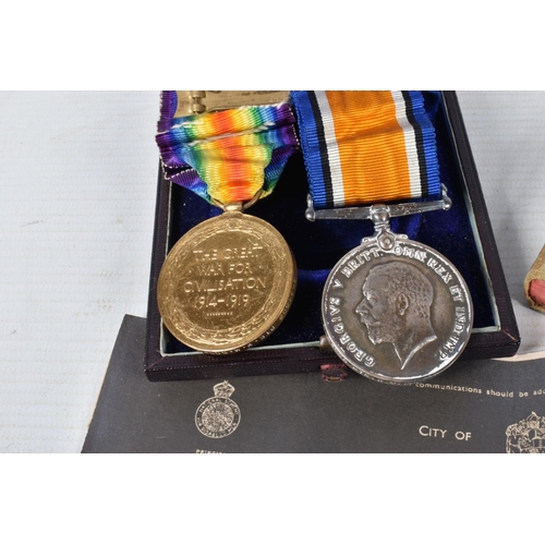 341 - A PAIR OF WWI MEDALS, DOG TAGS, BIBLE ETC, the medals are correctly named to PVT G-34605 W.M.Cooper ... 