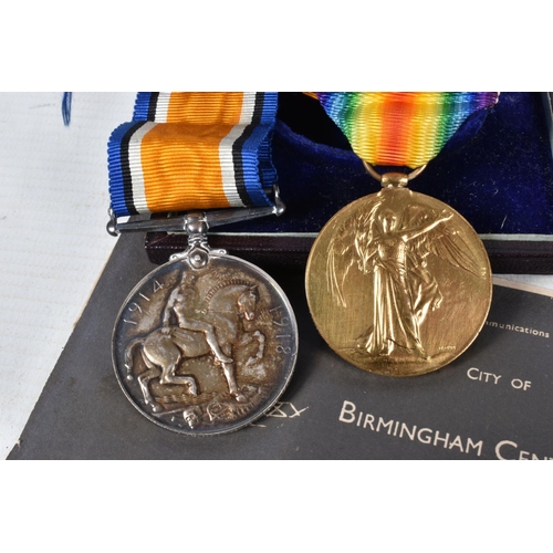 341 - A PAIR OF WWI MEDALS, DOG TAGS, BIBLE ETC, the medals are correctly named to PVT G-34605 W.M.Cooper ... 