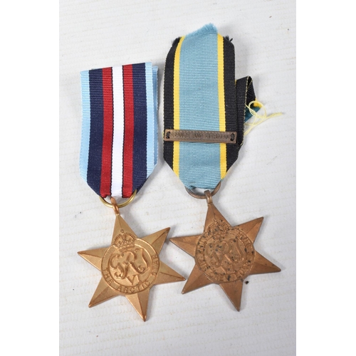 343 - A COLLECTION OF WWII MEDALS AND BADGES ETC, this lot includes an empty WWII Royal Navy medal box, a ... 