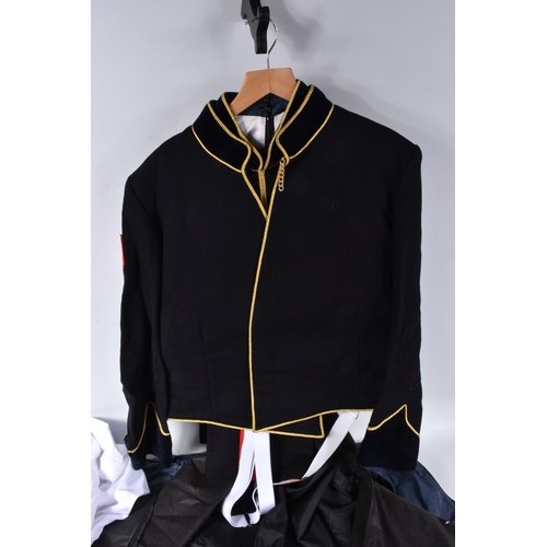 355 - A NICE SELECTION OF MILITARY DRESS UNIFORMS, this includes a RAF mess dress with a 38 inch chets jac... 