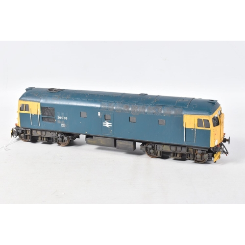 208 - AN UNBOXED KIT BUILT O GAUGE CLASS 26 LOCOMOTIVE, No.26 033, B.R. blue livery, has been constructed ... 