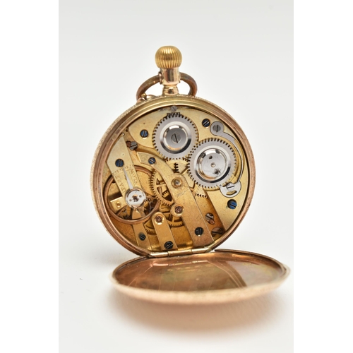 101 - A LADY'S OPEN FACE POCKET WATCH, the white face with black Roman numerals and floral detail to the c... 