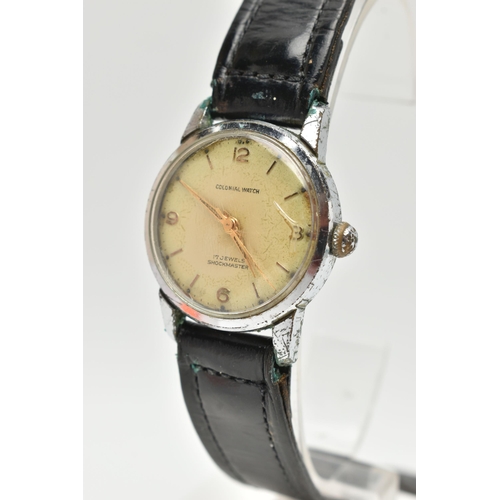 110 - TWO WRISTWATCHES, the first a hand wound movement, round dial signed 'Colonial Watch', Arabic numera... 