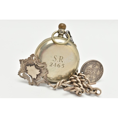 111 - A 'WALTHAM' OPEN FACE POCKET WATCH, hand wound movement, Roman numerals, approximate case width 55mm... 